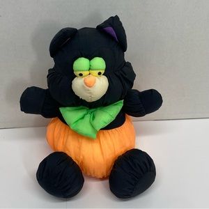 Vintage 90's Halloween Black Cat Nylon Plush TB Trading Parachute Nylon Bowtie